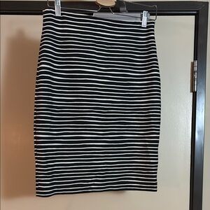 LOFT Black and White Striped Pencil Skirt